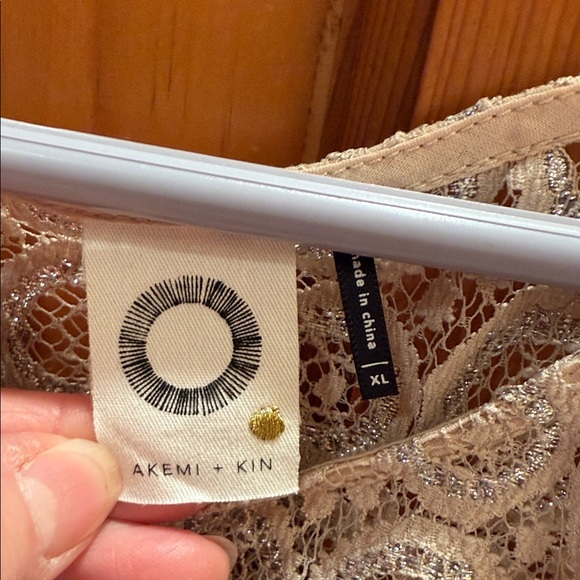 Anthropologie Chic Lace Blouse in Taupe with Metallic Thread - Picture 2 of 5